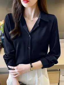 StyleCast Women Spread Collar Solid Casual Shirt