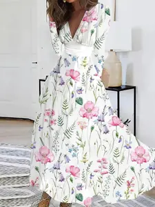 StyleCast V Neck Floral Print Maxi Dress