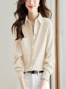 StyleCast Women Spread Collar Solid Casual Shirt