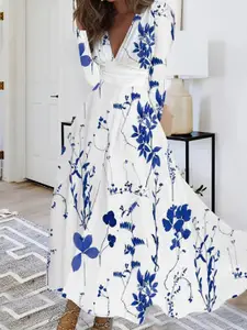 StyleCast White Floral Print Fit & Flare Maxi Dress