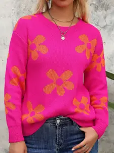 StyleCast x Revolte Women Cable Knit Round Neck Pullover Sweater