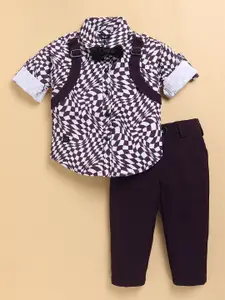LITTLE COLLARS Boys Printed Long Sleeves Shirt With Trousers