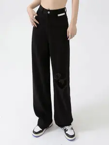 StyleCast Women High-Rise Slash Knee Relaxed Fit Jeans