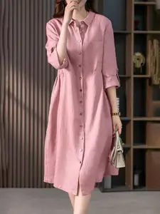 StyleCast x Revolte Roll-Up Sleeves Shirt Midi Dress