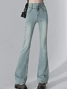 StyleCast x Revolte Women Flared Light Fade Mid-Rise Jeans