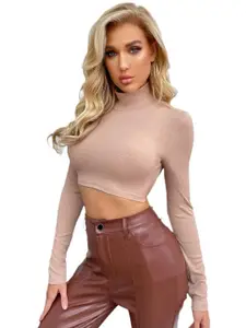 StyleCast Women High Neck Fitted Crop Top