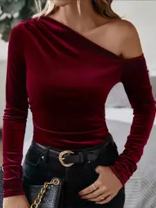 StyleCast Women One Shoulder Long Sleeves Top
