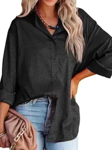 StyleCast Printed Spread Collar Long Sleeves Cotton Casual Shirt