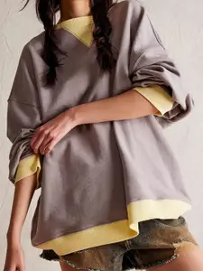 StyleCast x Revolte Women Colourblocked Oversized Sweatshirt