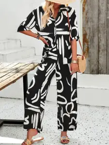 StyleCast Printed Short Sleeves Shirt With Palazzo