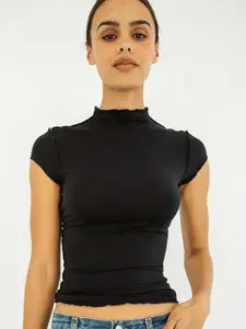 StyleCast Women High Neck Fitted Crop Top