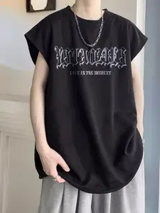 StyleCast x Revolte Men Typography Printed Round Neck Oversized T-shirt