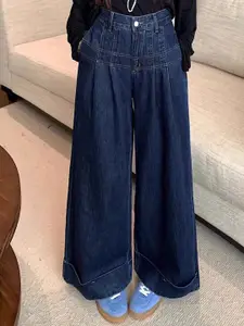 StyleCast Women Mid-Rise Wide Leg Clean Look Cotton Jeans