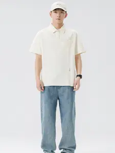 StyleCast x Revolte Men Solid Polo Collar Cotton Relaxed Fit T-shirt