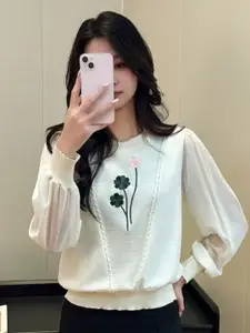 StyleCast Women Embroidered Pullover Sweater