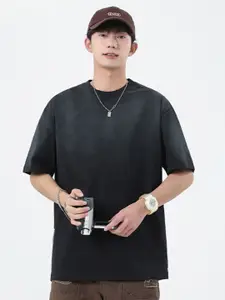 StyleCast x Revolte Men Dyed Round Neck Cotton Relaxed Fit T-shirt