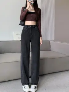 StyleCast Women Straight Fit High-Rise Jeans