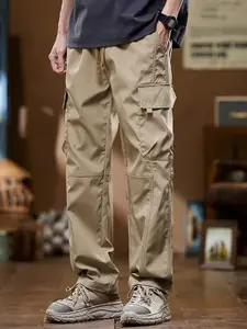 StyleCast x Revolte Men Solid Mid-Rise Cargo Trousers