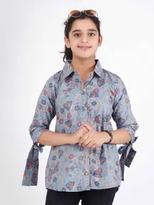 DMP FASHION Kids-Girls Floral Print Cotton Shirt Style Top