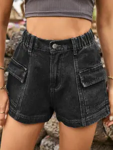 StyleCast Women Regular Fit Solid Denim Shorts