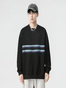 StyleCast x Revolte Men Printed Pullover Ribbed Sweatshirt
