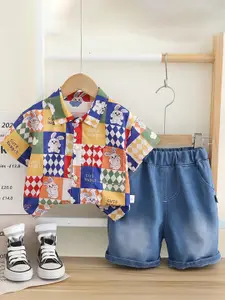 StyleCast x Revolte Boys Printed Short Sleeves Shirt With Shorts