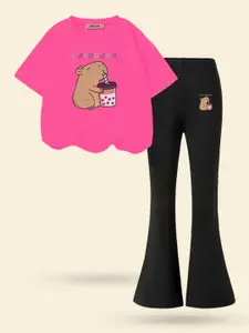 INCLUD Girls Printed Short Sleeves T-shirt With Trousers