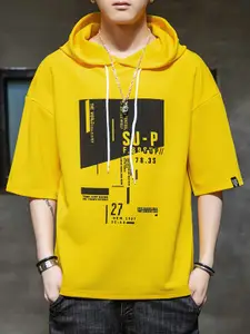 StyleCast x Revolte Men Typography Printed Hood T-shirt