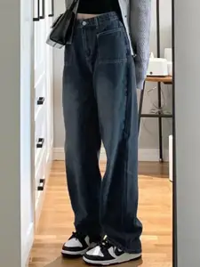 StyleCast Women Straight Fit High-Rise Heavy Fade Jeans