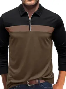 StyleCast x Revolte Men Colourblocked Polo Collar Cotton T-shirt