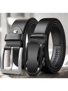 The Roadster Lifestyle Co Set Of 2 Geninue Leather Textured Formal Belts