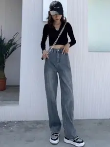 StyleCast Women Straight Fit High-Rise Jeans