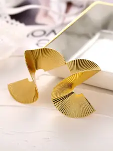 MEENAZ Stainless Steel Gold-Plated Contemporary Anti Tarnish Drop Earrings