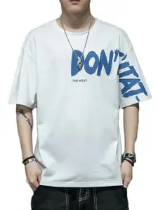 StyleCast x Revolte Men Typography Printed Round Neck Cotton Oversized T-shirt