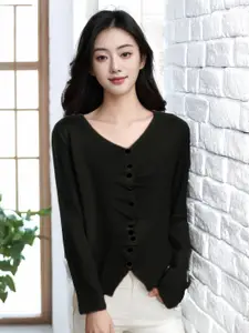 StyleCast Women V-Neck Long Sleeves Front-Open Sweaters