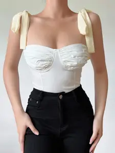 StyleCast White Shoulder Strap Corset Top