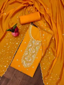 Panzora Floral Embroidered Zari Unstitched Dress Material