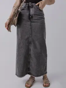 StyleCast Women Grey Solid Pencil Maxi Skirt