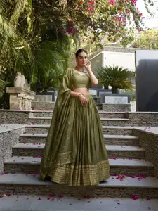 LOOKNBOOK ART Floral Woven Design Ready to Wear Lehenga & Unstitched Blouse With Dupatta