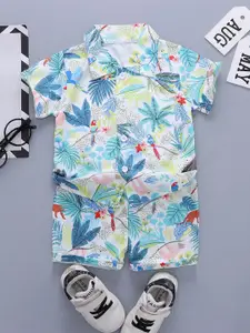 StyleCast x Revolte Boys Tropical Printed Short Sleeves Shirt With Shorts