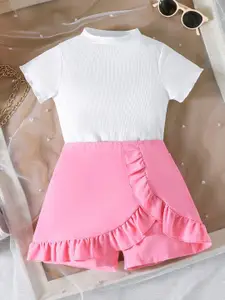 INCLUD Girls Short Sleeves Top With Skorts