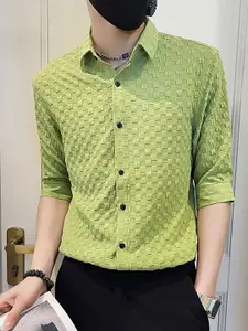 StyleCast x Revolte Men Spread Collar Textured  Formal Shirt