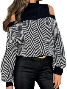 StyleCast x Revolte Women Geometric Self Design Pullover