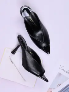 Ronnie Grey Women Solid Regular Peep Toe Heels