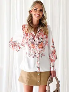StyleCast White Floral Opaque Printed Casual Shirt