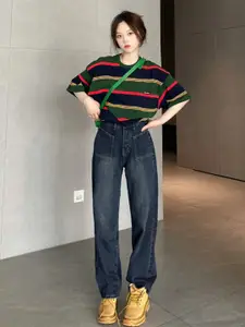 StyleCast Women Cotton Straight Fit High-Rise Light Fade Jeans