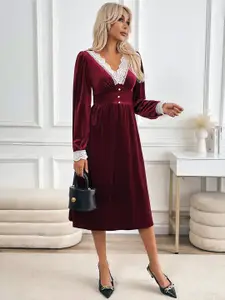 StyleCast Velvet A-Line Midi Dress