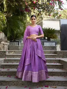 LOOKNBOOK ART Floral Woven Design Ready to Wear Lehenga & Unstitched Blouse With Dupatta