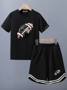 INCLUD Boys Printed Short Sleeves T-shirt With Shorts