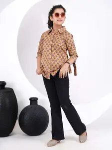 DMP FASHION Women Floral Print Cotton Shirt Style Top